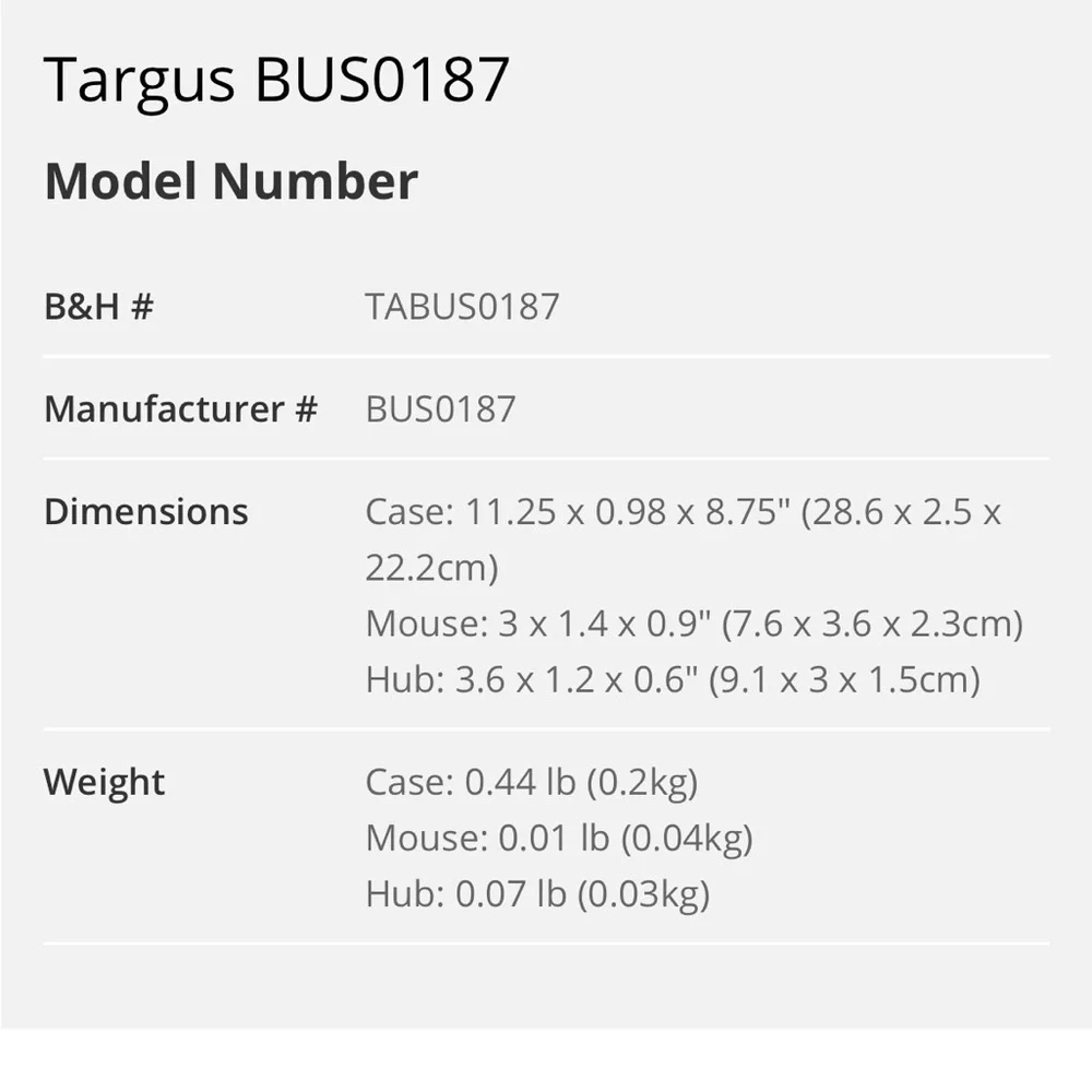 Targus BUS0187 Accessory Kit for 10.2 Inch Netbooks; Brand new